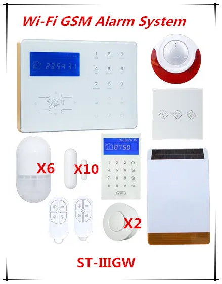 Metal Edge Glass Touch Screen Wifi GSM Alarm system Home Smart Alarm System with Power switch and Solar Strobe flash Siren