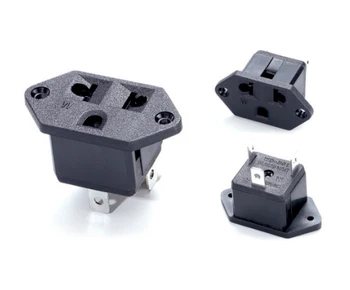 

Black industrial outlet with ear fixing hole American standard 250V 10A universal AC power socket