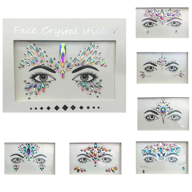 

Masquerade Face Decoration DIY Jewelry Acrylic Rhinestone Festival Party Temporary Tattoo Fashion Face Stickers for Women