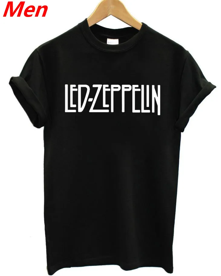 Светодиодный ZEPPELIN Rock Print, Мужская футболка, повседневная забавная футболка для мужчин, черный, белый цвет, футболка, Забавный хипстер, Прямая поставка, BZ2-30 - Цвет: Черный