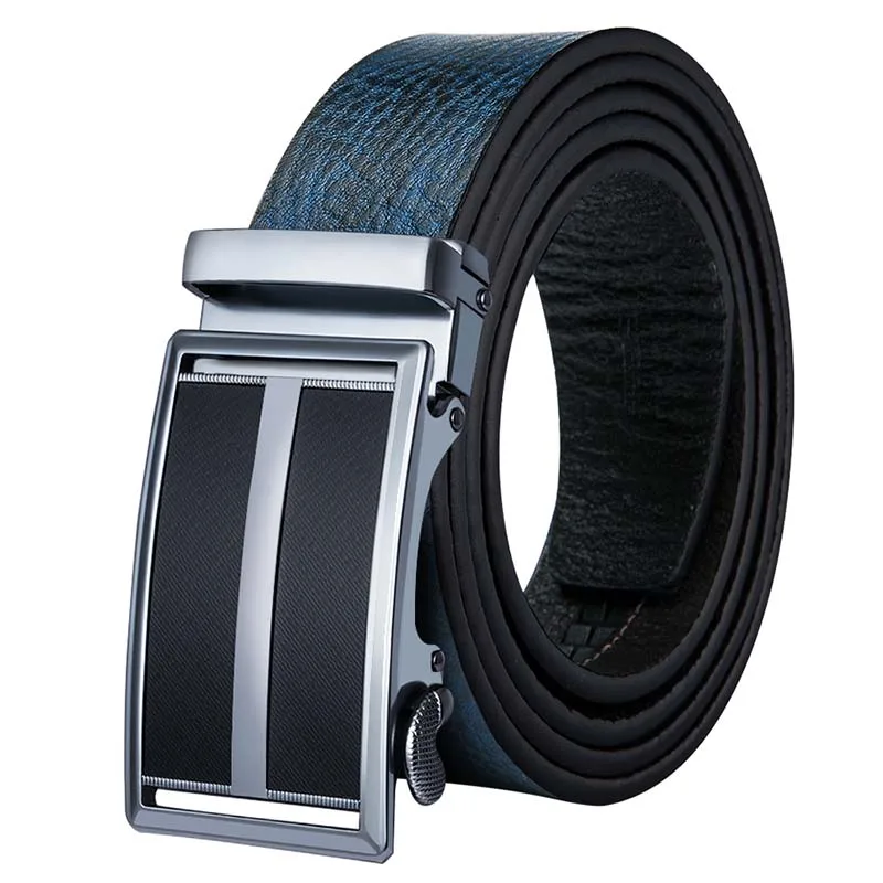 Hi Tie Cowhide Real Leather Fashion Belt for Men Blue Luxury Soft ...