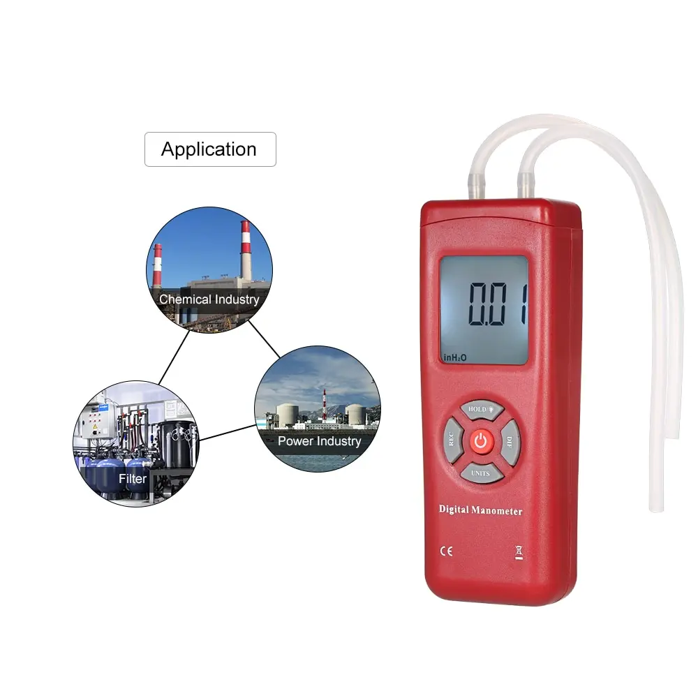 

Professional Digital Dual-port Manometer Handheld pressure gauge Differential Air Pressure Tester pressure measuring instruments