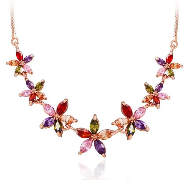 

XOWSHINE Charming Flower Chain 1 Necklaces for Women AAA Cubic Zirconia CZ Maxi Necklace Rose 1 Jewelry New Year