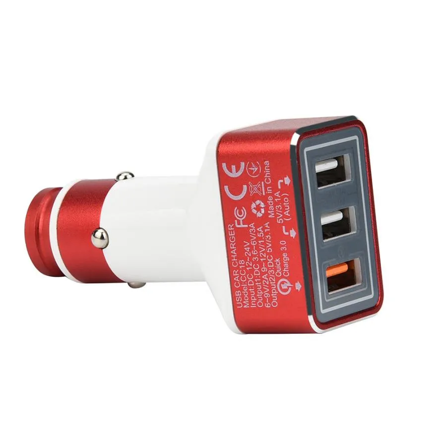 

Car Triple USB Adapter Charger aluminum alloy with high and low temperature resistanceCharging Metal Socket 3 Port