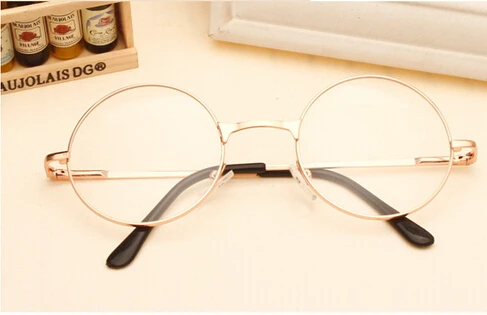 Женские винтажные очки, оправа, простая зеркальная большая круглая металлическая оптическая оправа для девушек, очки с прозрачными линзами feminino de grau AL-2 - Цвет оправы: 3
