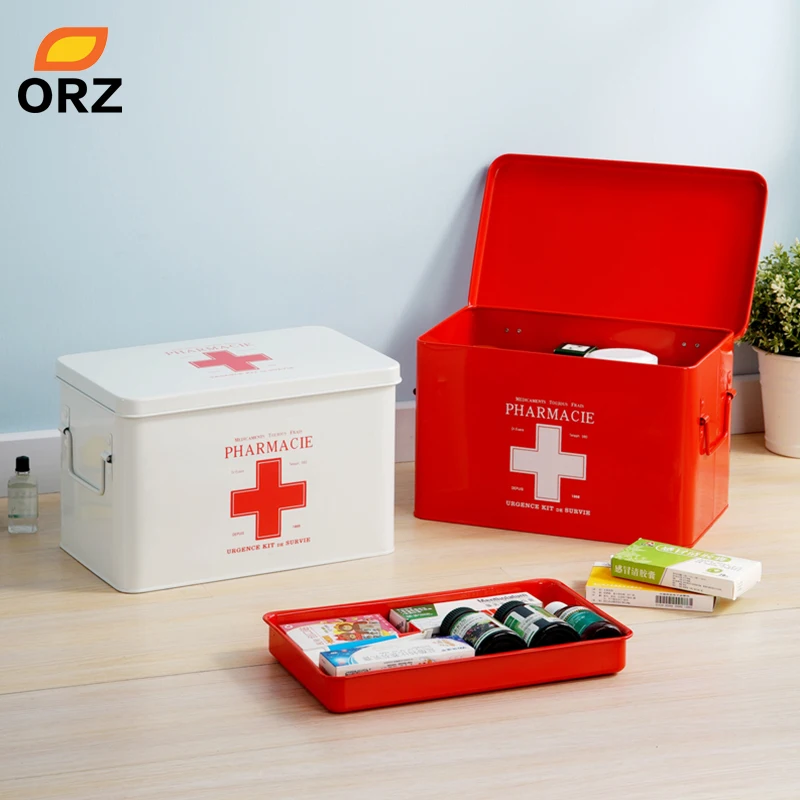 Cena ORZ wielowarstwowa medycyna rodzinna metalowy pojemnik na akcesoria medyczne medyczne pudełko do przechowywania pierwszej pomocy medyczne zbieranie