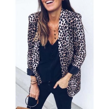 

Women Slim OL Suit Casual Leopard Jacket Coat Tops Outwear Long Sleeve