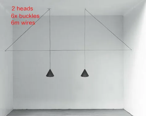 Подвесной светильник в скандинавском стиле DIY с длинной линией, подвесной светильник с проводами, люстры для домашнего декора, подвесной светильник - Цвет корпуса: 2 heads 6m line