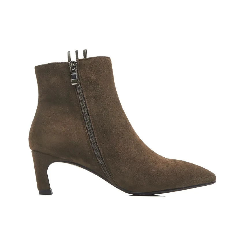 Zipper Égérie 2018 Sexy Haute Mélangées Taille Nouvel khaki Mode Couleurs Bout Pointu Enfant Bottines Grande Style Femmes En Étrange Daim Black Chaussures 7EqUr7
