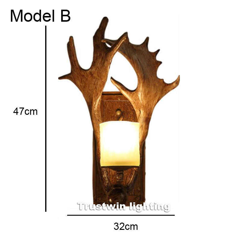 Деревянный декоративный светодиодный настенный светильник из смолы, бра, оленьи рога, Ретро Белый олень, настенный светильник, светильник светодиодный, ветка дерева