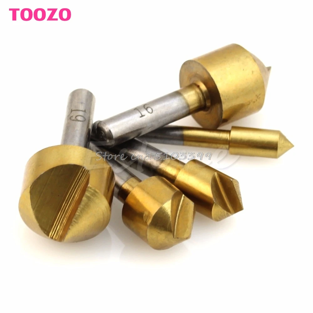 

New 5Pcs Titanium Countersink Steel 90 Degree Flute Chamfer Metric Drill Bit 6mm-19mm G08 Drop ship