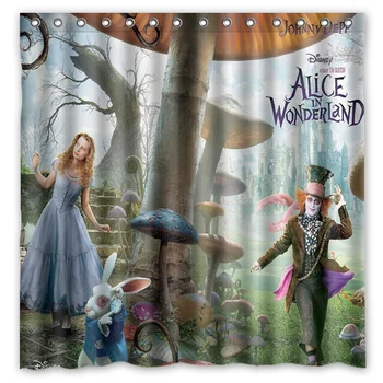 

Free Shipping!Alice in Wonderland Printed Waterproof Polyester Shower Curtain&Bath Curtain(Size 180X180CM)