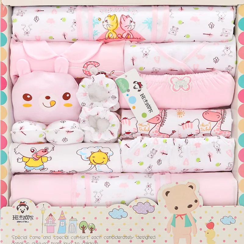 

0-6mouth 18 PCS baby set 100% cotton infant suit baby boy girl clothes outfits pants baby clothing hat bib roupa infanti