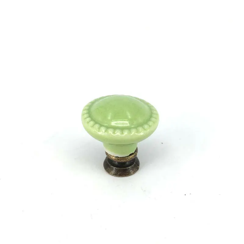 28mm Light Green furniture knobs Ceramic Door Cupboard Drawer handle pull decorative