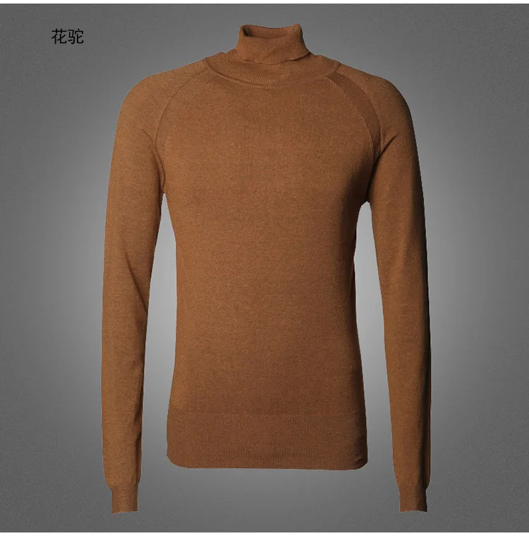 2019 мужские Новые однотонные хлопковые высококачественные трикотажные пуловеры мужские свитера с высоким воротником и длинными рукавами