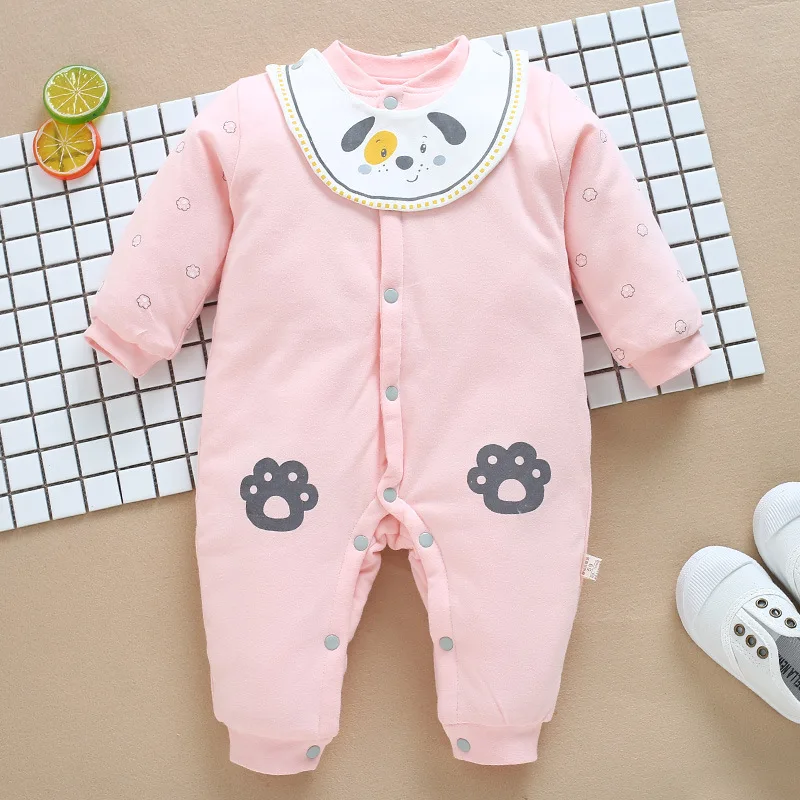 

New 0-12M Baby Rompers Winter Warm Cotton Clothing Set for Boys Cartoon Dog Infant Girls Clothes Newborn Overalls Baby Jumpsuit