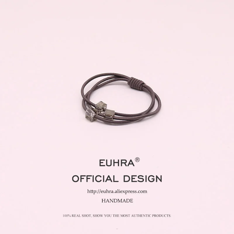 EUHRA, 4 цвета, эластичная лента для волос с тремя кристаллами для женщин, Детская резинка, высокая эластичность