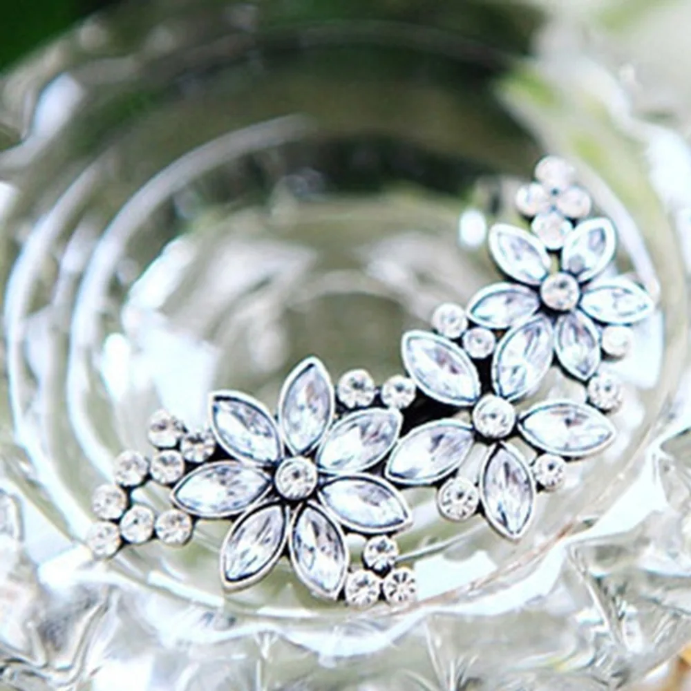 New Arrival 1x Women Wedding Retro Crystal Rhinestone Flower Headband Hairpins Hair Clip HOT