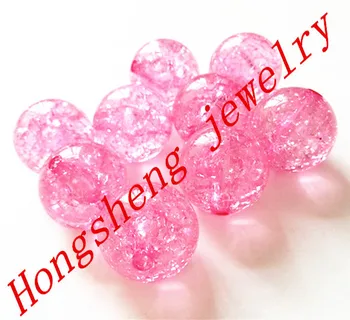 

(Choose size) 10mm/12mm/16mm/20mm pink color Acrylic clear Crack Beads, Colorful Chunky Beads for Necklace Jewelry