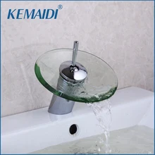 Kemaidi RU наличии БЕСПЛАТНАЯ ДОСТАВКА Ванная комната Стекло кран площадь латунь высокое качество бассейна Водопад смеситель на бортике водопад смеситель
