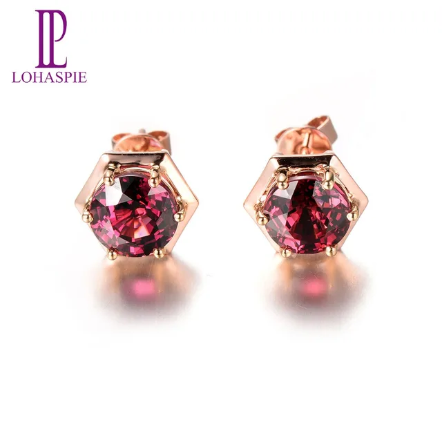 Aliexpress Lohaspie 4 03ct Real Rhodolite Garnet Stud Lohaspie 4 03ct Real Rhodolite Garnet Stud Earrings Solid 18k 750 Rose Gold Gemstone Fine Jewelry