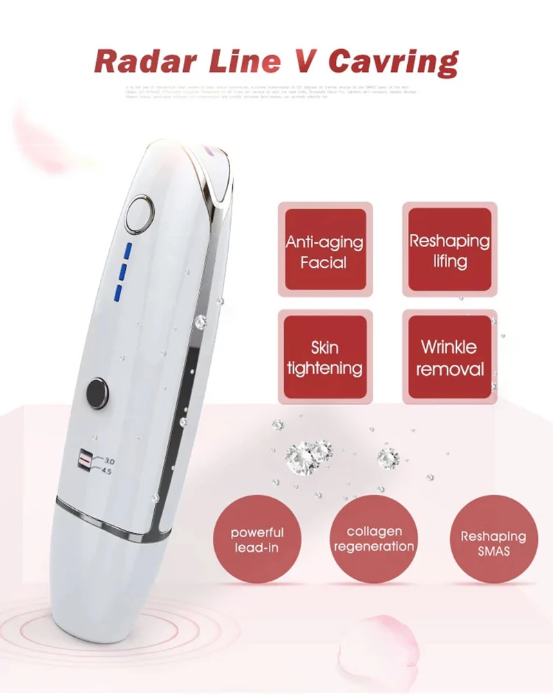 Linha de Radar Rejuvenescimento da Pele Ultra-sônico Face Lift Pele Aperto Mini Hifu Portátil Máquina Rosto Remoção Rugas Beleza Ferramenta v 5 Utensílios de cuidado facial