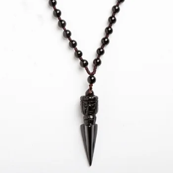 

Natural Obsidian Jin Gang Stick Pendant Male and Female Crystal Buddha Magic Weapons Birthday Gift of Valentine's Day Dropship