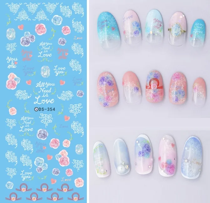 

Florals Patterns! Nails Art Manicure Water Decal Decorations Design Water Transfer Nail Sticker For Nails Tips Beauty