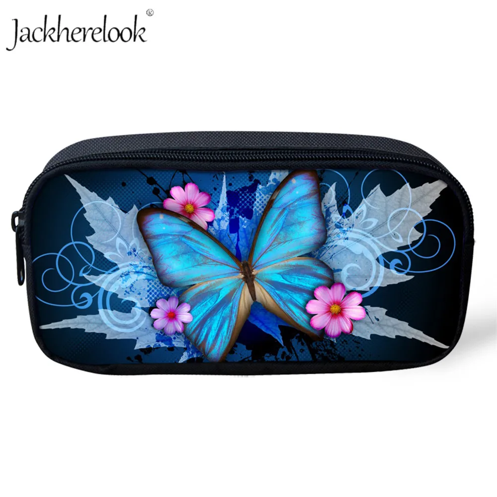 

Jackherelook Beauty Butterfly Printed kids Pencil Pen Case Cosmetic Animals Makeup Bag Zipper Make Up Pouch Purse Portable Girls