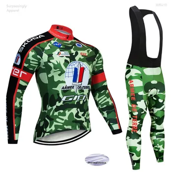 

2019 Team Camouflage Cycling Jersey 9D Gel Pad Bike Shorts Ropa Ciclismo Men Winter Long Sleeve Bicycle Maillot Culotte Clothing