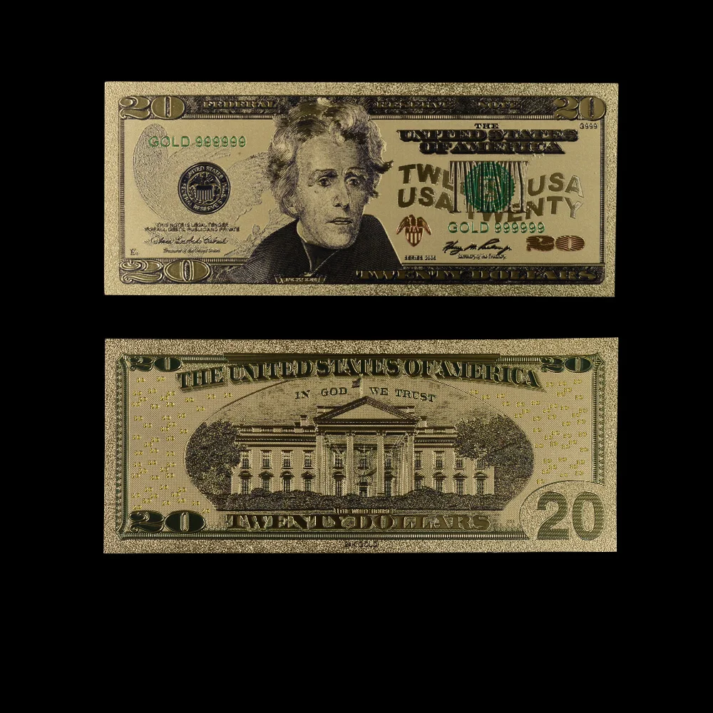 Горячая Красочные золотые банкноты Редкие США 20 долларов копия денег банкноты покрытые Цвет Золото Бизнес Подарочная коллекция - Цвет: style 5