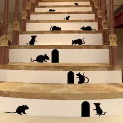 Забавный мышь отверстие Rat наклейки творческий спальня гостиная мыши на сцене Наклейки на стены
