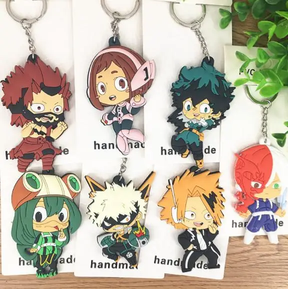 Hot sale 20 pcs Cartoon mixed Japanese anime Double sided PVC keychains