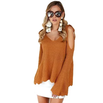 

Women Cut Out Long Sleeve Pullover Sweater Oversized Baggy Loose Jumper Tops