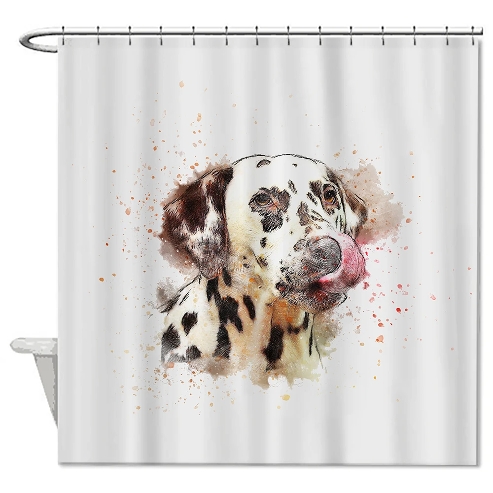 New White Dog Animal Pattern Shower Curtains Waterproof Polyester