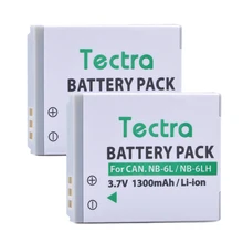 Tectra 2 шт. 1300 мА/ч, NB-6L NB-6LH Батарея зум-объектив для Canon PowerShot sx230 D10 D20 sx260 ELPH 500 HS S90 SD770 SD980 NB6L Батарея