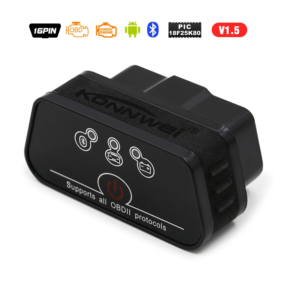 KONNWEI KW901 ELM327 OBD2 Bluetooth автомобильный диагностический инструмент KW 901 elm 327 wifi для Android/IOS сканер считывания кода - Цвет: BT for Android