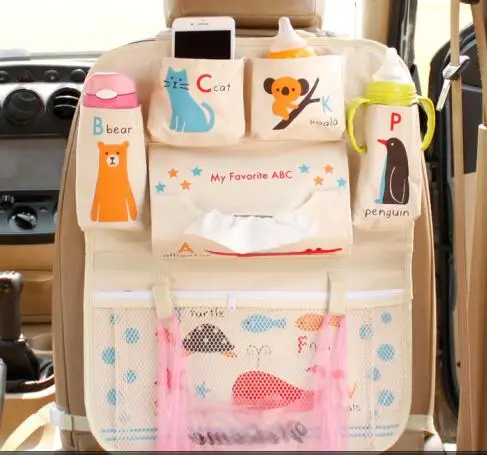 Мультяшная автомобильная сумка для хранения на заднем сидении, органайзер для автомобиля, детский товар для укладки, мультяшная Автомобильная спинка для сидения, orgnizer - Название цвета: A