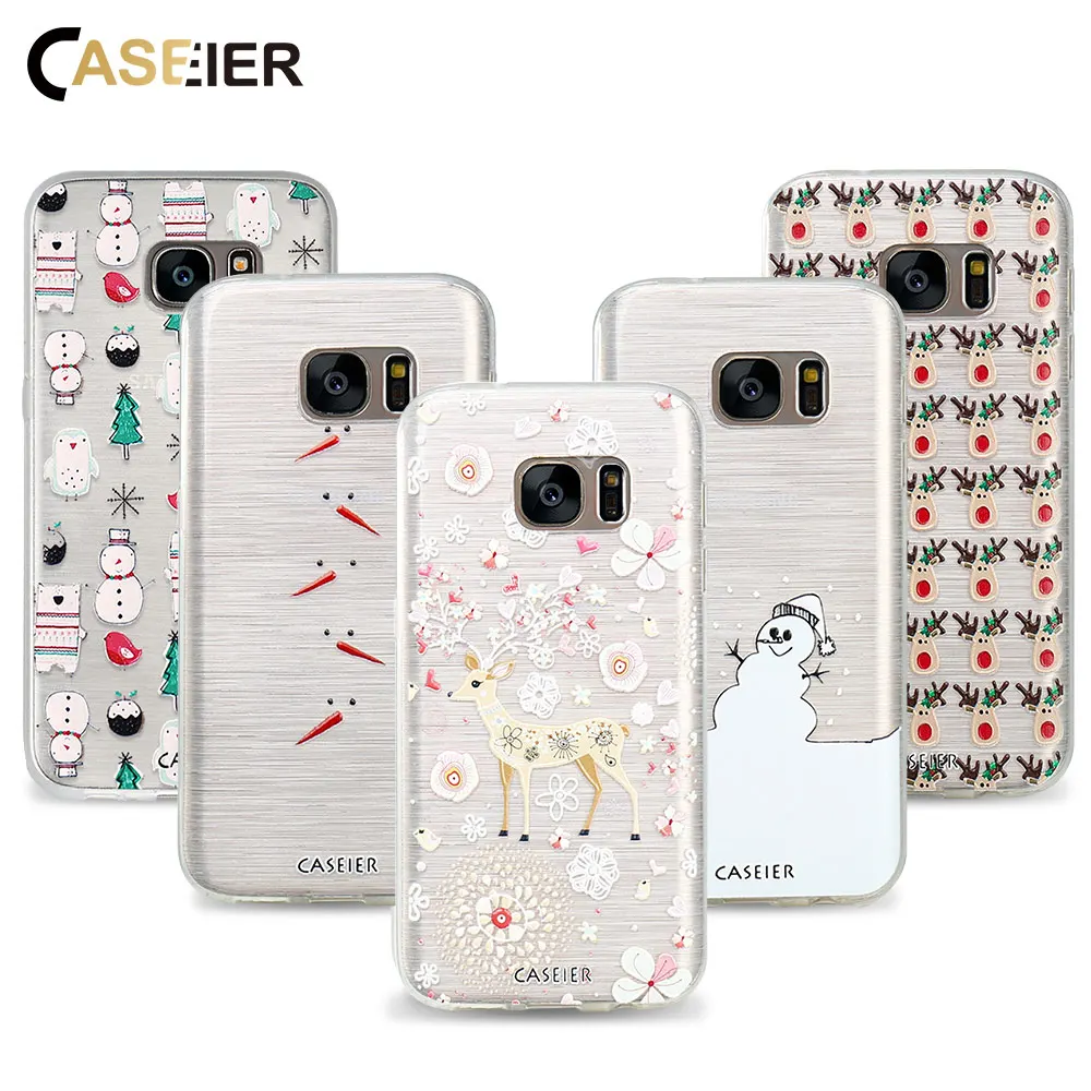 

CASEIER Phone Case For iPhone 7 6s 6 Plus 5 SE Cover Soft TPU Ultra-thin Christmas Winter Capa Shell For Samsung S6 S7 Edge Case
