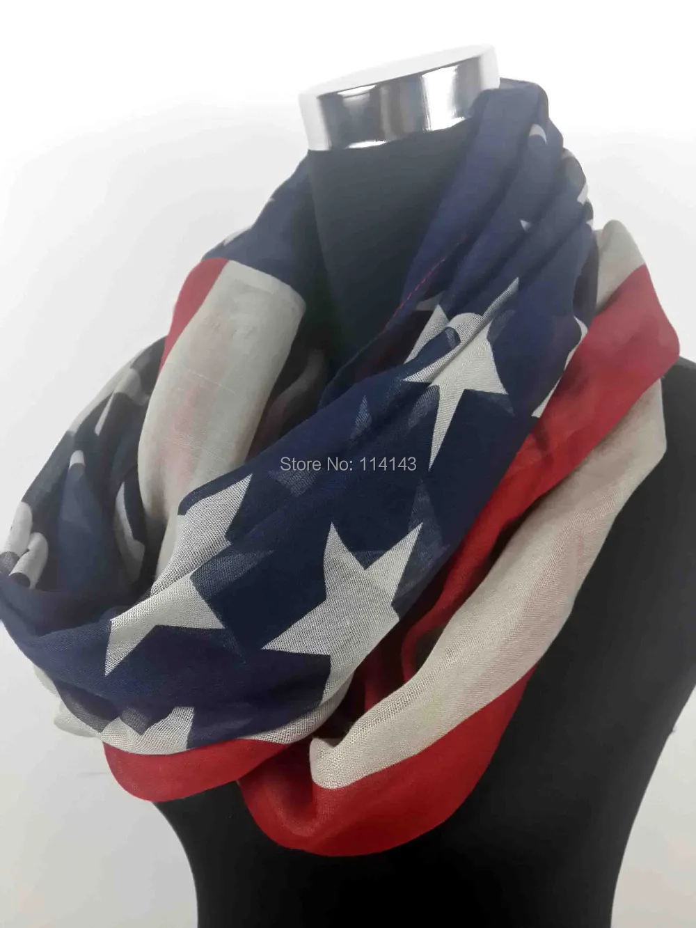 

10pcs/lot American Flag Stripe Stars Print Infinity Scarf Gift Women's Accessories, Free Shipping