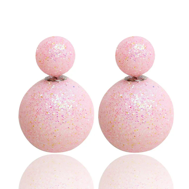 

New Fashion jewelry double side 18MM pearl stud Earrings gift for women girl free shipping mix color SE002