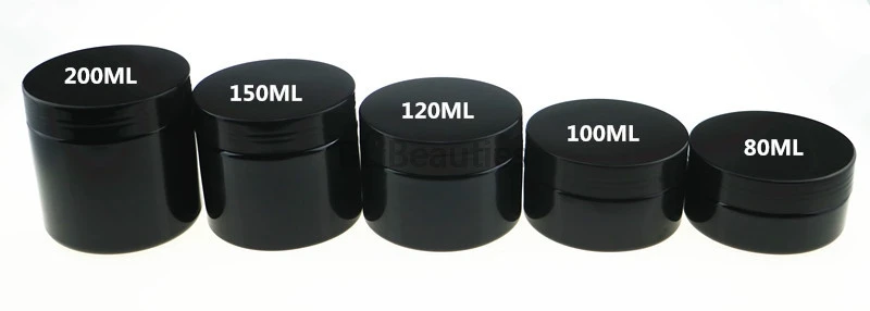 

100pcs 50/60/80/100/120/150/200ml Black Cream Jars With Plastic Lid PET Jar Empty Cosmetic Containers, Cream Case,Cosmetic Jar