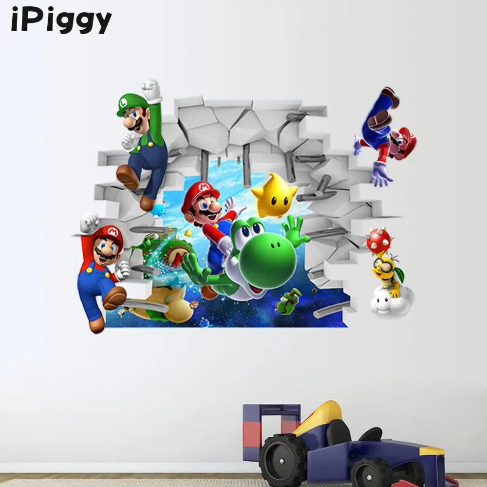Ipiggy креативные новейшие настенные наклейки Super Mario украшение для спальни обои
