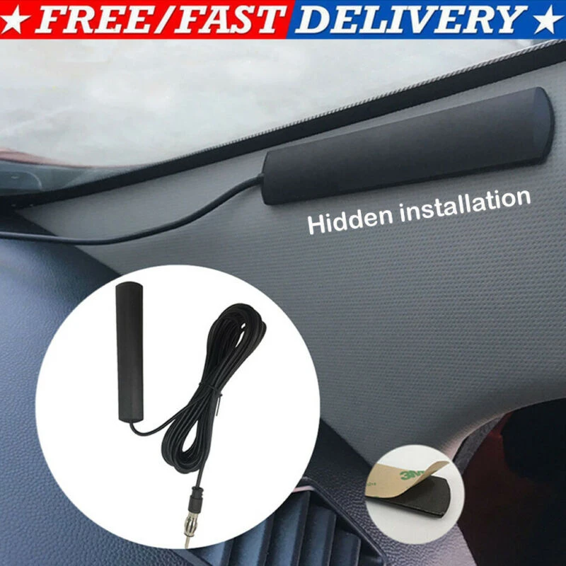 Antenne Voiture Adhésive Pour Pare-brise - Réception AM/FM HD - Câble De 3m - Compatible Avec La Plupart Des Voitures Et Autoradios