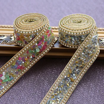 

Gemstone hot diamond lace chain code chain mesh drill iron on lace diy wedding dress shoes hat clothing decoration accessories