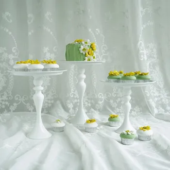 

Wedding dessert table high cake plate European style iron cake stand Western wedding snack plate Display tray 10PCS