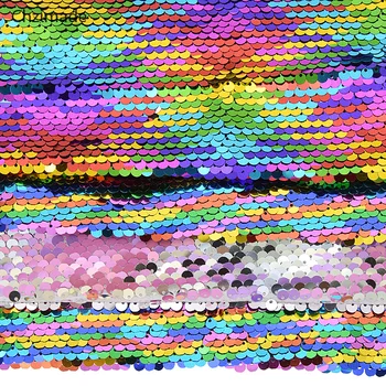 

Lychee Life 1Yard Rainbow Reversible Sequin Fabric Mermaid Fish Scale Shiny Fabric DIY Sewing Materials Supplies