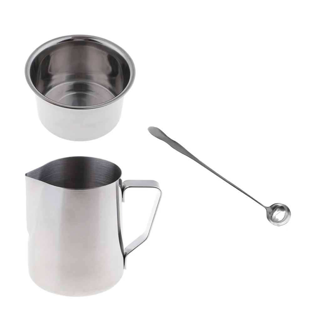 3pcs/set Stainless Steel Soap Candle Making Pitcher Wax Melting Pouring Pot  Double Boiler with Spoon DIY Craft Accessory 