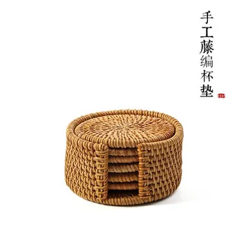 

Handmade rattan cup mat Kung Fu tea accessories insulation pad storage type Natural preparation health environmental