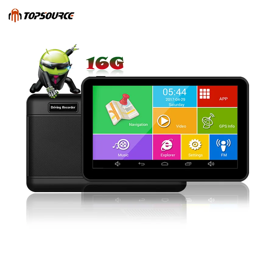 

TOPSOURCE Car GPS Navigation 7 Inch Android 16GB HD 1080p navigator Russia Touch Screen 1024*600 Capacitive Screen